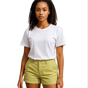 GAP Booty Shorts Khaki's City 3" Urban Neon Yellow/Green 80's Flat Front Size 8